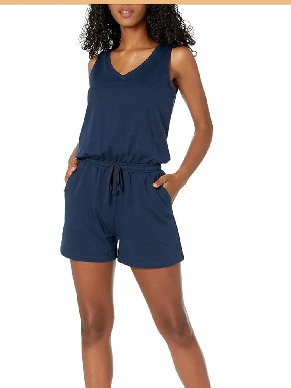 Amazon Essentials Navy V-Neck Sleeveless Romper- M - NWT